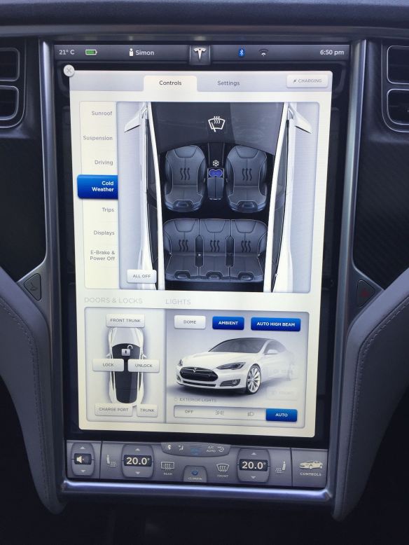 Model S cup holder in cooling mode